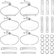 DIY Blank Rectangle Link Slider Bracelet Making Kit, Including 304 Stainless Steel Bracelet Making & Links Connectors, Stainless Steel Color, 38Pcs/box(STAS-UN0039-30)