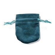 Velvet Storage Bags, Drawstring Pouches Packaging Bag, Oval, Teal, 9x7cm(ABAG-H112-01A-06)