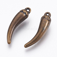 CCB Plastic Pendants, Chili, Antique Bronze, 38x9x9mm, Hole: 1.6mm(CCB-E052-18AB)