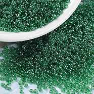 MIYUKI Round Rocailles Beads, Japanese Seed Beads, 15/0, (RR173) Transparent Green Luster, 1.5mm, Hole: 0.7mm, about 27777pcs/50g(SEED-X0056-RR0173)