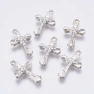 Easter Theme CCB Plastic Pendants, Crucifix Cross, Platinum, 28x17.5x4mm, Hole: 1.8mm(CCB-P006-038)
