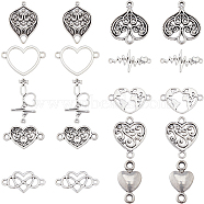 80Pcs 10 Styles Tibetan Style Alloy Connector Charms, Heart & Teardrop, Antique Silver, 12~30x8~37.5x1.5~3mm, Hole: 1.4~1.8mm, 8pcs/style(FIND-SC0007-56)