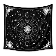 Polyester Tapestry Wall Hanging, Sun and Moon Psychedelic Wall Tapestry with Art Chakra Home Decorations for Bedroom Dorm Decor, Rectangle, Black, 730x950mm(PW23040495100)