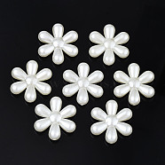 ABS Plastic Imitation Pearl Beads, Flower, Creamy White, 25x22.5x6mm, Hole: 1.5mm, about 360pcs/500g(KY-T023-029B)