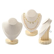 Necklace Bust Display Stand, with Wooden Base, Microfibre, 15x17cm(NDIS-E022-01C)