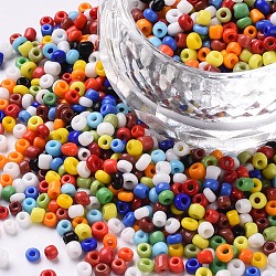 Perles de rocaille en verre, opaque graine de couleurs, petites perles artisanales pour la fabrication de bijoux bricolage, ronde, couleur mixte, 2mm, Trou: 1 mm, environ 30000 pcs / livre(SEED-A010-2mm-51)