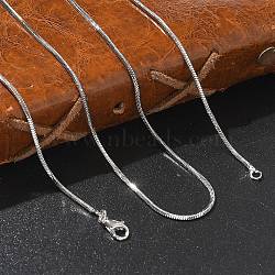 1.5mm Rack Plating Brass Snake Chain Necklaces for Women Men, Cadmium Free & Lead Free, 901 Stainless Steel Clasp, Long-Lasting Plated, Platinum, 27.56 inch(70cm)(MAK-L044-13P)