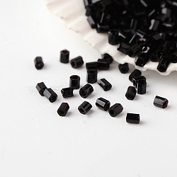Grade A Glass Seed Beads, Hexagon(Two Cut), Opaque Colours, Black, 2~3x1.5~2mm, Hole: 0.5mm, about 37500pcs/pound(SEED-A023-FC-H49)