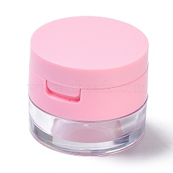 Reusable Plastic Loose Powder Bottles, Empty Bottles, DIY Makeup Powder Case, with Sponge Powder Puff, Mirror, Pink, 4.6x3.7cm(MRMJ-G014-06)