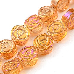 Full Rainbow Plated Electroplate Transparent Glass Beads Strands, Rose, Sandy Brown, 6x7x3.5mm, Hole: 1mm, about 110pcs/strand, 25.20 inch(64cm)(EGLA-G037-01A-FR03)