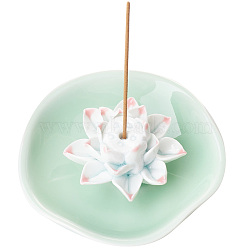 Porcelain Incense Burners, Lotus Incense Holders, Home Display Decorations, Honeydew, 101x41.5mm(DJEW-WH0001-29C)
