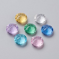 K9 Glass Rhinestone Pointed Back Cabochons, Faceted, Diamond, Flower Pattern, Mixed Color, 10x6mm(RGLA-P030-06B-M02C)
