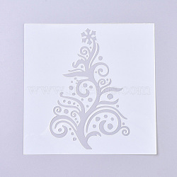 Christmas Theme Plastic Reusable Drawing Painting Stencils Templates, for Painting on Fabric Canvas Tiles Floor Furniture Wood, Christmas Tree, Clear, 130x130x0.2mm(X-DIY-G027-E02)