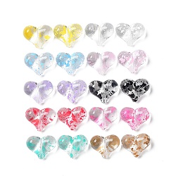 Transparent Acrylic Beads, Polka Dot Pattern, Heart, Mixed Color, 16.5x21x10mm, Hole: 1.8mm(MACR-D082-02)