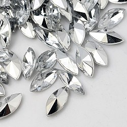 Imitation Taiwan Acrylic Rhinestone Cabochons, Pointed Back & Faceted, Horse Eye, Clear, 10x5x3mm, about 5000pcs/bag(GACR-A015-5x10mm-01)