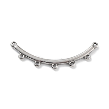 Boho Style 304 Stainless Steel Multi-Strand Links, Curved Stick, Stainless Steel Color, 14x41x2mm, Hole: 1.4mm