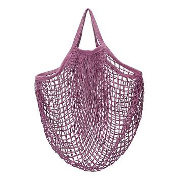 Portable Cotton Mesh Grocery Bags, Reusable Net Shopping Handbag, Medium Orchid, 48.05cm, Bag: 38x36x1cm. 