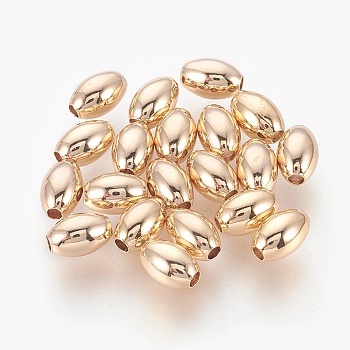 Perles séparateurs en laiton, ovale, sans nickel, véritable 18k plaqué or, 6x4mm, Trou: 1mm