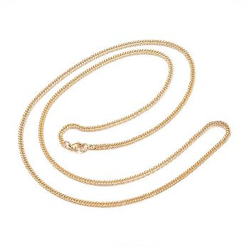 304 Stainless Steel Curb Chain Necklaces, with Lobster Clasp, Golden, 29.5 inch(75cm), 3mm