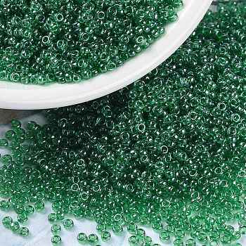 MIYUKI Round Rocailles Beads, Japanese Seed Beads, 15/0, (RR173) Transparent Green Luster, 1.5mm, Hole: 0.7mm, about 27777pcs/50g