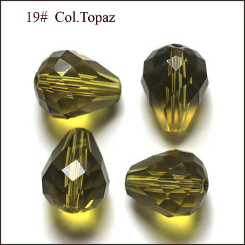 Imitation Austrian Crystal Beads, Grade AAA, Faceted, Drop, Olive, 6x8mm, Hole: 0.7~0.9mm