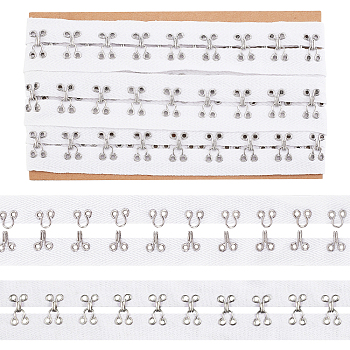 Cotton Hook and Eye Tape, Garment Accessories, Sewing Craft Ornament, with Iron Hook and Eye, White, 25x4.5mm, about 3yards(2.74m)/card