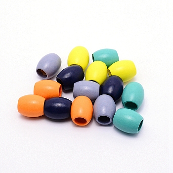 Wooden Beads, Large Hole Beads, Egg Shaped Rugby Wood Beads, Oval, Mixed Color, 25x21mm, Hole: 11mm, 100pcs/bag