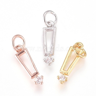 Mixed Color Clear Trapezoid Brass+Cubic Zirconia Charms