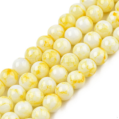 8mm Yellow Round Glass Beads