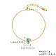 Cubic Zirconia Teardrop Link Bracelet with Golden Stainless Steel Cable Chains(DH6731-1)-2
