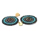 Boucles d'oreilles pendantes rondes et plates en perles de verre tissées(EJEW-A105-13G)-2
