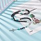Natural Lava Rock & Synthetic Green Turquoise Rosary Bead Necklace(NJEW-TA00041-02)-7