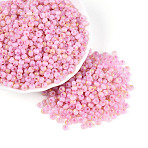 6/0 Glass Seed Beads, Round Hole, Rondelle, Golden Metal Enlaced, Pearl Pink, 4~4.5x3~3.5mm, Hole: 1.2~1.4mm, about 6430pcs/pound(SEED-N008-07H)