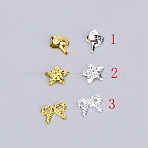 Brass Cabochons, Nail Art Decoration Accessories for Women, Golden & Silver, 4x3.5x0.5mm, 3 types/bag(MRMJ-WH0071-60)