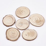 Undyed Unfinished Wooden Cabochons, Wood Slice, Tree Ring, PapayaWhip, 52~64x5mm(X-WOOD-T011-24)