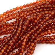Gemstone Beads Strands, Natural Carnelian, Dyed, Round, 6mm, Hole: 0.8mm, about 62~65pcs/strand, 14.6~15.5 inch(GSR6mmC060-1)