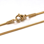 304 Stainless Steel Snake Chain Necklaces, with Lobster Claw Clasps, Golden, 15.7 inch(40cm), 1mm(NJEW-F112-31)