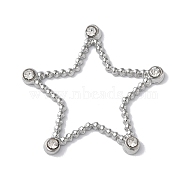 Stainless Steel Color 304 Stainless Steel Rhinestonet Pendants, Star, 23.5x24x2mm(STAS-Q312-02D-P)