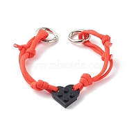 Polyester & Spandex Cord Bracelet Sets, with Resin Building Blocks Charms, Rectangle, Tomato, 12-5/8~13.54 inch(32.2~34.4cm), 2Pcs/set(BJEW-JB06367-01)
