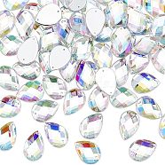 Fingerinspire Sew on Rhinestone, Transparent Acrylic Rhinestone, Two Holes, Garment Accessories, AB Color Plated, Faceted, Teardrop, Clear AB, 25x18x5~5.5mm, Hole: 0.8~1mm, 120pcs/box(GACR-FG0001-03)