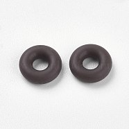 Silicone Beads, DIY Bracelet Making, Donut, Coconut Brown, 8x2mm, Hole: 3mm(SIL-E001-L-01)