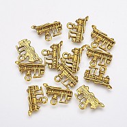 Metal Alloy Pendants, Cadmium Free & Lead Free, Train, Antique Golden, 17.8x11.5x2mm,Hole: 2mm(X-PALLOY-A13039-AG)