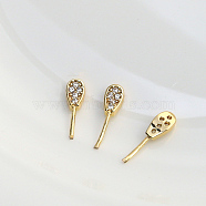 Brass Micro Pave Clear Cubic Zirconia Rabbit Ear Head Pins, for Baroque Pearl Making, Golden, 13x4mm(BAPE-PW0002-13A-01)
