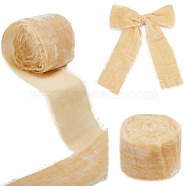 Flat Velvet Ribbons, Raw Edged Ribbons, Clothes Accessories, Camel, 2 inch(50mm), about 3 Yards/Roll(OCOR-WH0078-91B-08)