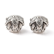 Tibetan Style Alloy European Beads, Cadmium Free & Lead Free, Large Hole Beads, Flower, Antique Silver, 11.5x13.5x13mm, Hole: 4.2mm, about 196pcs/1000g(FIND-C060-007AS)