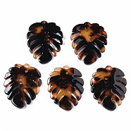 Cellulose Acetate(Resin) Pendants, Leaf, Sienna, 28x21.5~22.5x2.5mm, Hole: 1.2mm(KY-T022-65A-01)