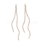 Brass Micro Pave Clear Cubic Zirconia Tassel Pendants, Long-Lasting Plated, Rack Plating, Real 14K Gold Plated, 78x3x1.5mm, Hole: 2.3mm(X-KK-D063-01G)