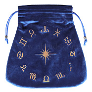 Velvet Packing Pouches, Drawstring Bags, Trapezoid with Constellation Pattern, Marine Blue, 21x21cm(ZODI-PW0001-097-C04)