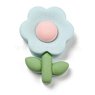 Opaque Resin Cabochons, Frosted Sunflower, Pale Turquoise, 34x24x8.5mm(CRES-D014-02E)