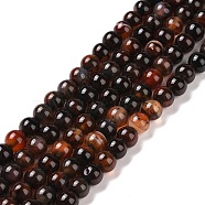 Natural Agate Beads Strands, Round, Dyed & Heated, Chocolate, 4mm, Hole: 1mm(G-D845-02-4mm)